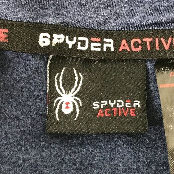 Spyder Active 1/4 Zip Pullover Men's Medium Navy Mock Neck ProWeb Wicking Logo - Picture 10 of 11